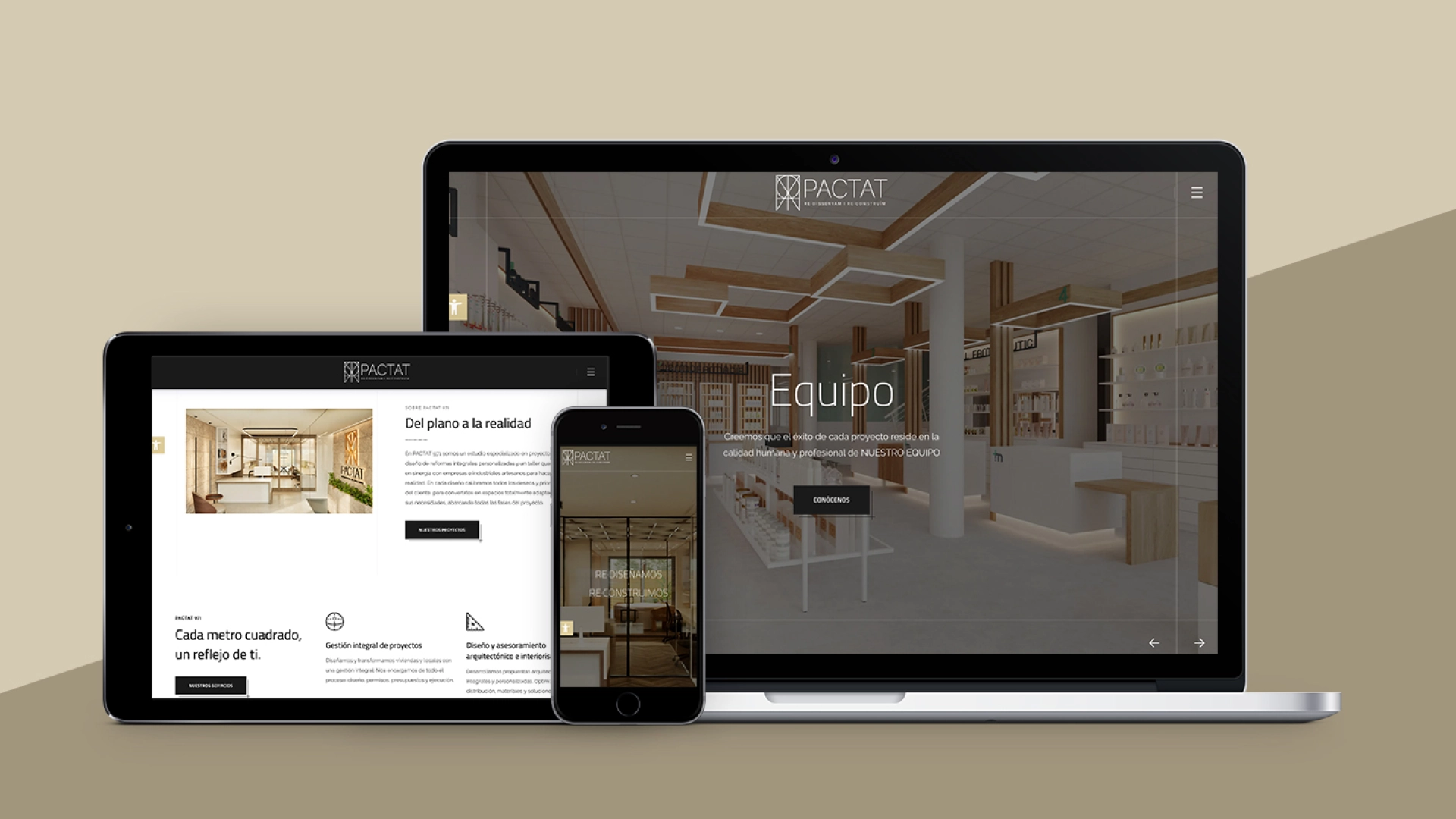 Dispositivos mostrando la web de diseño pactat